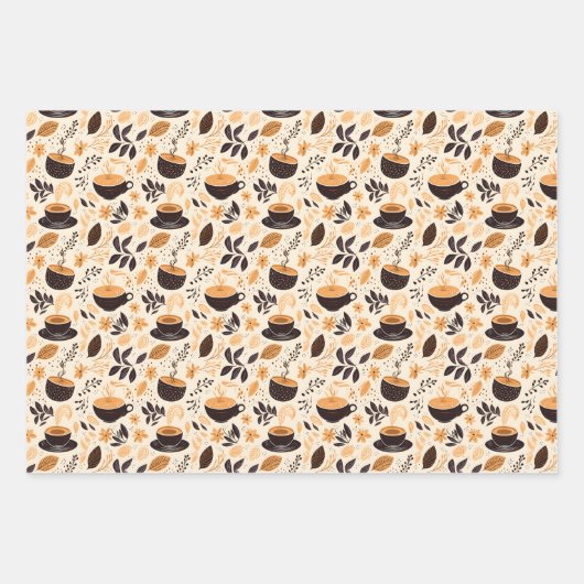 Kaffee und Café Pattern Geschenk Geschenkpapier Set (Vorderseite)