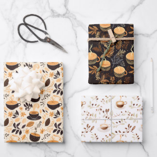 Kaffee und Café Pattern Geschenk Geschenkpapier Set