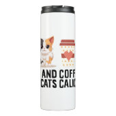 Kaffee und Calico Katzen Funny Calico Cat Thermosbecher (Rückseite)