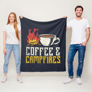 Kaffee und Campfire Camping Abenteuer Fleecedecke