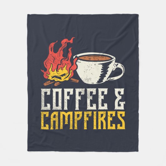 Kaffee und Campfire Camping Abenteuer Fleecedecke (Vorderseite)