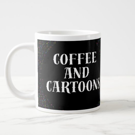 Kaffee und Cartoons Jumbo-Tasse (Links)