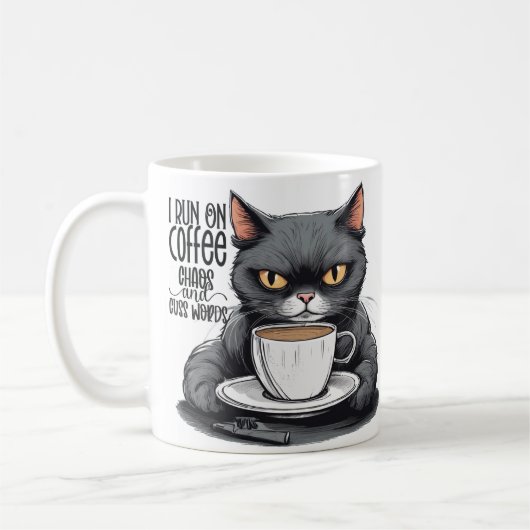 Kaffee und Chaos, Cat, Cat und Coffee Spaß Kaffeetasse (Links)