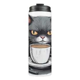 Kaffee und Chaos, Cat, Cat und Coffee Spaß Thermosbecher