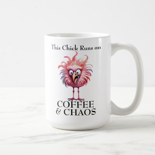 Kaffee und Chaos Funny Sprichwort Kaffeetasse (Rechts)
