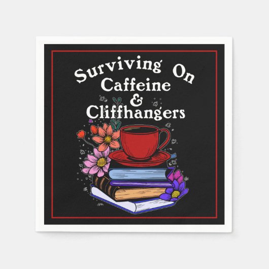 Kaffee und Cliffhanger Bunt Serviette (Vorderseite)