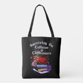 Kaffee und Cliffhanger Bunt Tasche (Rückseite)
