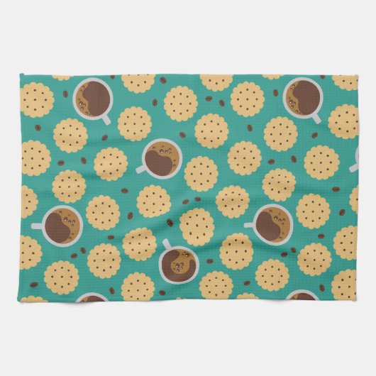 Kaffee und Cookies Geschirrtuch (Horizontal)
