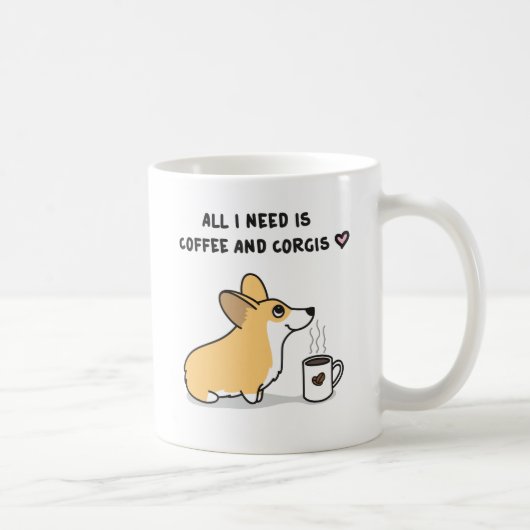 Kaffee und Corgis [rot weiß] Kaffeetasse (Rechts)