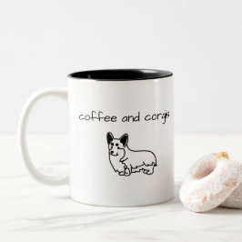 Kaffee und Corgis Zweifarbige Tasse