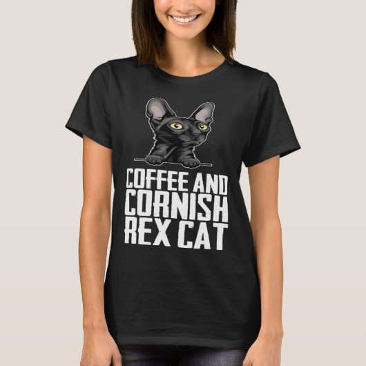 Kaffee und Cornish Rex Katze T-Shirt (Vorderseite)