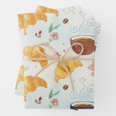 Kaffee- und Croissant-Design-Geschenkverpackung Fl Geschenkpapier Set (Beispiel)