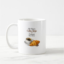 Kaffee-und-Croissant-Zitat Morgen-Café-Design