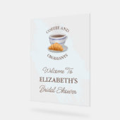 Kaffee und Croissants Brautparty Acrylschild (Winkel)