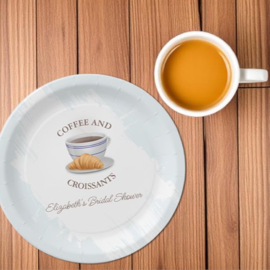 Kaffee und Croissants Brautparty Pappteller