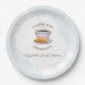Kaffee und Croissants Brautparty Pappteller (Vorderseite)