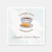 Kaffee und Croissants Brautparty Serviette (Vorderseite)