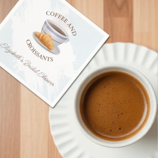 Kaffee und Croissants Brautparty Serviette