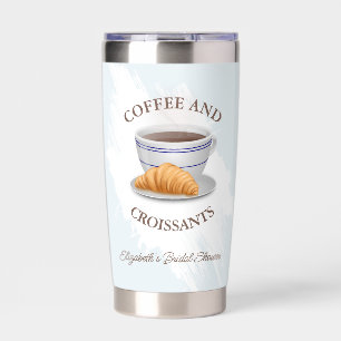 Kaffee und Croissants Brautparty Thermobecher