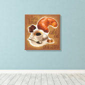 Kaffee und Croissants Leinwanddruck (Insitu (Holzboden))