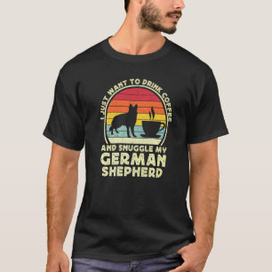 Kaffee und Deutscher Schäferhund Retro GSP Vater M T-Shirt