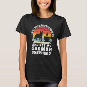 Kaffee und Deutscher Schäferhund Retro GSP Vater M T-Shirt