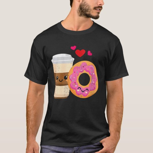 Kaffee und Donut Coole Doughnüsse Sprinklen T-Shirt (Vorderseite)