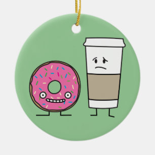 Kaffee und Donut Keramik Ornament