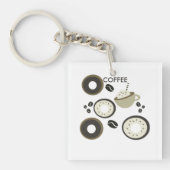 Kaffee und Donut Lovers Cafes Bohnen   Schlüsselanhänger (Vorderseite)
