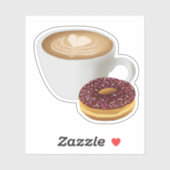Kaffee und Donut mit Sprinklen wasserdicht Aufkleber (Blatt)