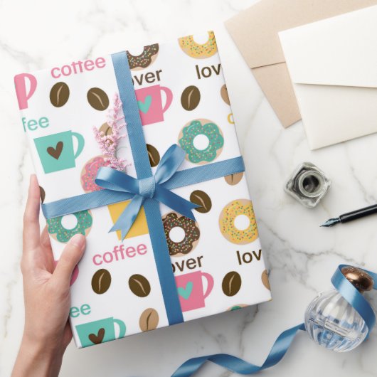 Kaffee- und Donut-Muster Geschenkpapier (Schenken)