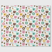Kaffee- und Donut-Muster Geschenkpapier (Flach)