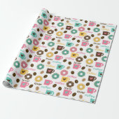 Kaffee- und Donut-Muster Geschenkpapier (Ungerollt)