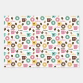Kaffee- und Donut-Muster Geschenkpapier Set (Vorderseite)