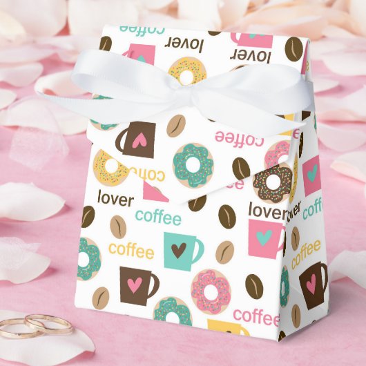 Kaffee- und Donut-Muster Geschenkschachtel (Hochzeit)