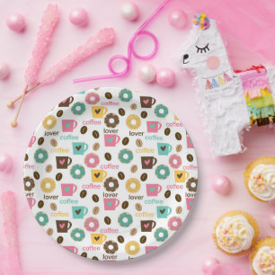 Kaffee- und Donut-Muster  Pappteller