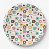 Kaffee- und Donut-Muster Pappteller (Vorderseite)