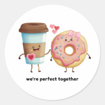 Kaffee- und Donut-Valentinsticker
