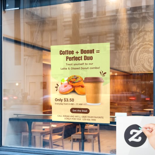 Kaffee und Donuts anpassen - Das perfekte Duo Fensteraufkleber (Café-Fenster)