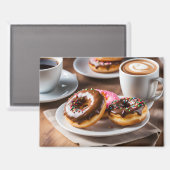 Kaffee und Donuts Magnet (Vorderseite/Rückseite)
