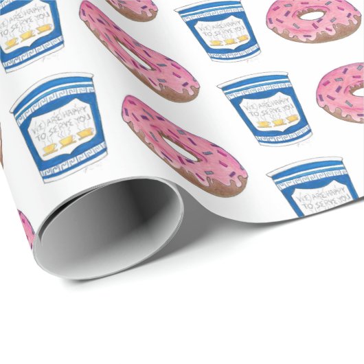 Kaffee und Donuts Mattiertes Doughnut Frühstück Geschenkpapier (Rolleneckpunkt)