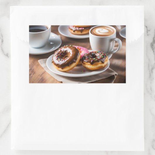 Kaffee und Donuts Rechteckiger Aufkleber (Tasche)