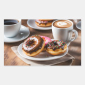 Kaffee und Donuts Rechteckiger Aufkleber (Vorderseite)