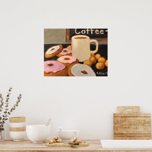 Kaffee und Donuts von Celestine Poster (Küche)