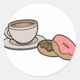 Kaffee und Doughnut Logo! Runder Aufkleber