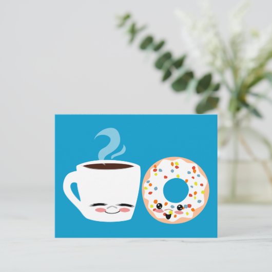 Kaffee und Doughnut Pals Postkarte (Stehend Vorderseite)