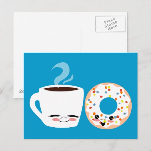 Kaffee und Doughnut Pals Postkarte (Vorne/Hinten)