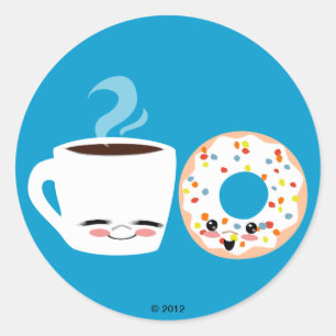 Kaffee und Doughnut Pals Runder Aufkleber