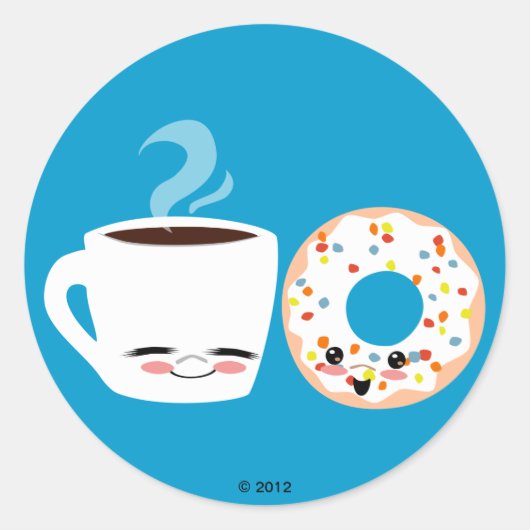 Kaffee und Doughnut Pals Runder Aufkleber (Vorderseite)