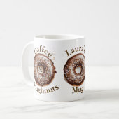 Kaffee und Doughnut personalisiert Kaffeetasse (Vorderseite Links)
